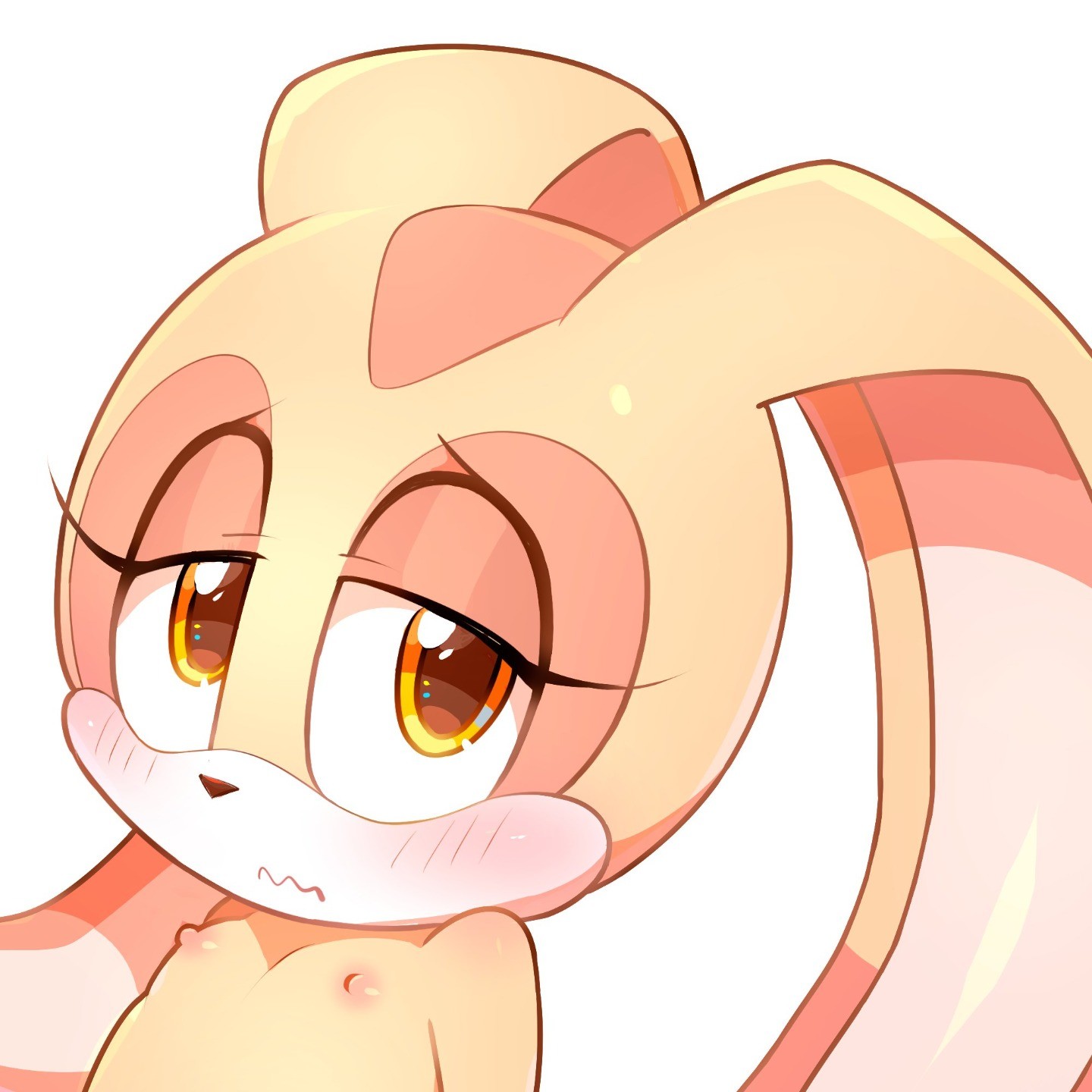 1girls, 2020s, 2022, anthro, bare shoulders, blush, completely nude, cream the rabbit, cub, embarrassed, embarrassed nude female, eyelashes, female, female focus, flat chest, furry, furry female, hentaib, hi res, long ears, looking at viewer, nipples, nude, nude female, orange eyes, rabbit, rabbit ears, rabbit girl, sega, shy, solo, solo female, sonic (series), sonic the hedgehog (series), upper body, wavy mouth, white background, young, young female