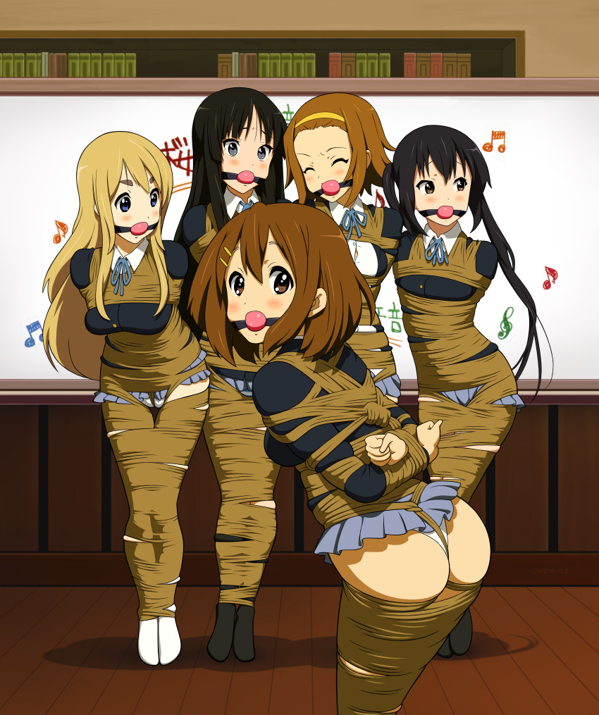 5girls azusa_nakano_(k-on!) ball_gag big_butt bondage bound butt drew_gardner female female_only gag gagged human k-on! mio_akiyama_(k-on!) multiple_girls panties ritsu_tainaka_(k-on!) rope rope_bondage school_uniform socks tied_hair tied_up tsumugi_kotobuki_(k-on!) white_panties young yui_hirasawa_(k-on!)