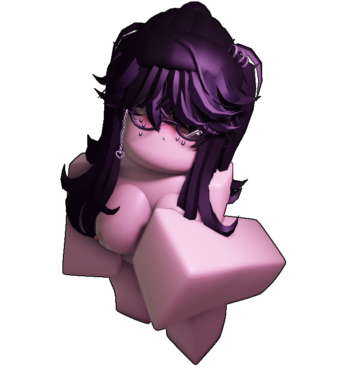 1girls 3d black_hair blush breasts completely_nude completely_nude_female dark_skin female female_only full_body naked naked_female nervous no_face nude nude_female original_character perspective purple_light pussy roblox roblox_avatar solo solo_female sweating typedata zv_yz