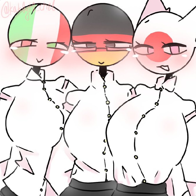 3girls, blush, breasts, business suit, business woman, clothed female, countryhumans, countryhumans girl, female, germany (countryhumans), glasses, italy (countryhumans), japan (countryhumans), kak0yt0 chel, looking at viewer, signature, tagme