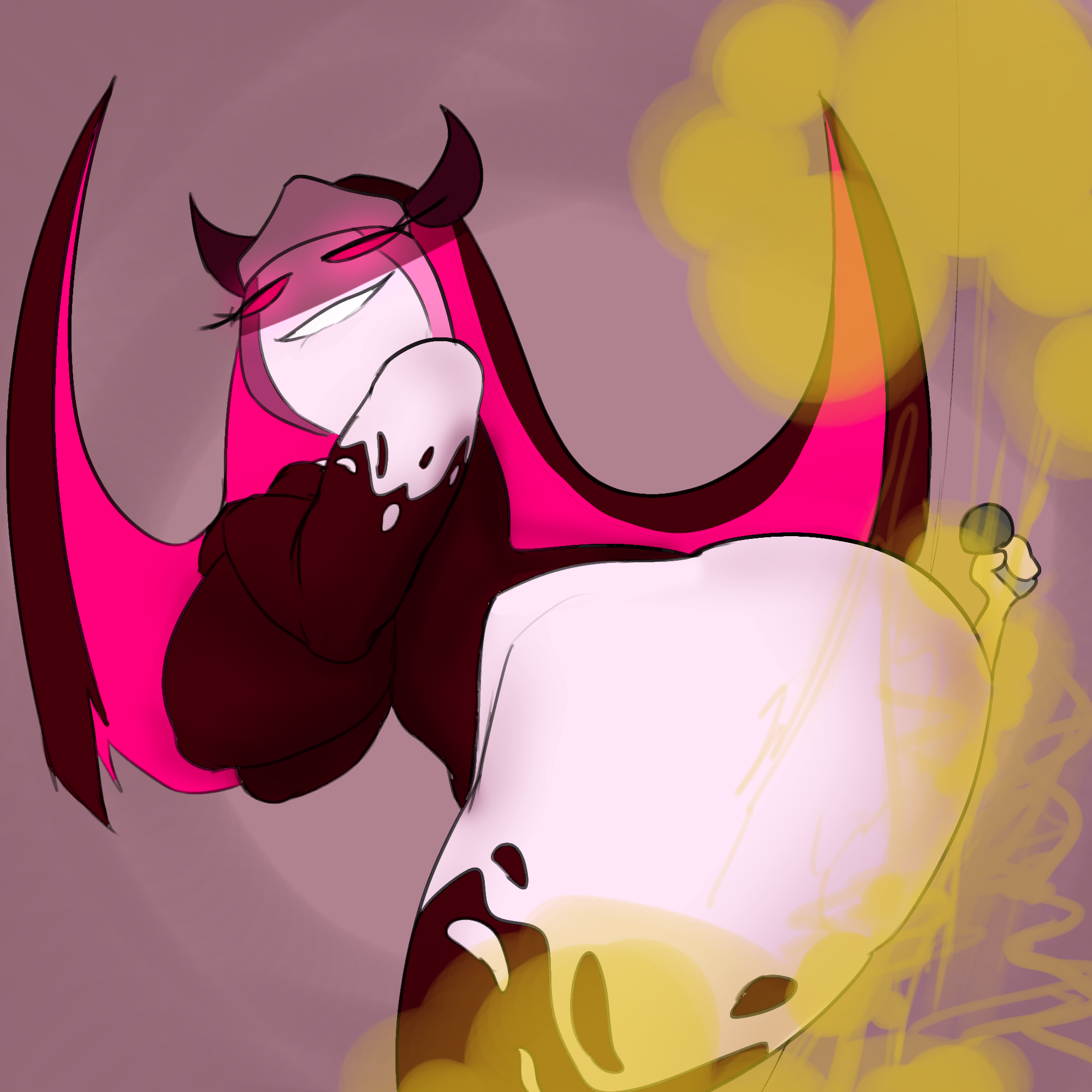 1boy, 1girls, anal vore, ass, boyfriend (friday night funkin), breasts, demon, demon girl, demon horns, fart, fart cloud, fart fetish, farting in face, female, friday night funkin, friday night funkin mod, huge ass, huge breasts, huge thighs, male, meonsausage, sarvente (dokki.doodlez), sarvente (friday night funkin), thick thighs, vore