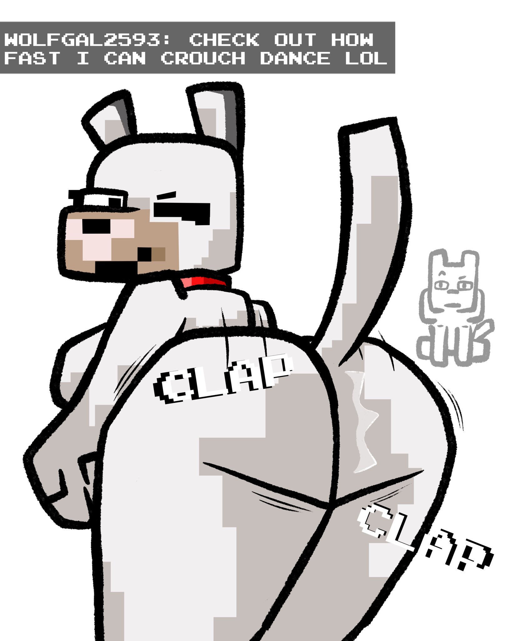anthro, ass, big ass, big breasts, breasts, bubble ass, bubble butt, female, furry, huge ass, lewdewott, minecraft, pale wolf (minecraft), wolf (minecraft)