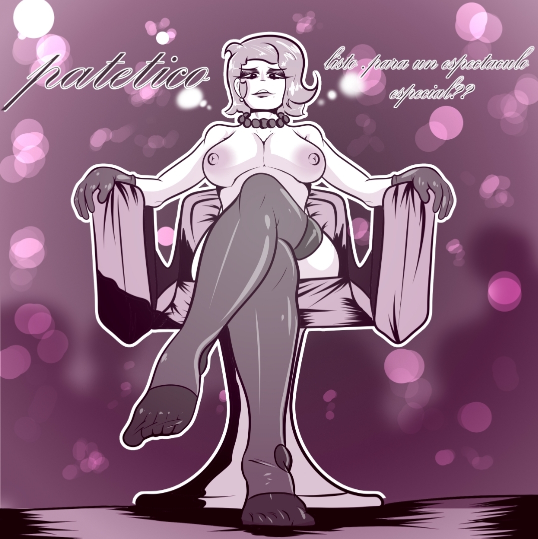 1girls, big breasts, brawl stars, breasts, crossed legs, dominant female, feet, female, femdom, foot fetish, humiliation, lola (brawl stars), long socks, looking at viewer, mostly nude, sfcompany1e (artist), sitting, stockings, tagme, viewed from below