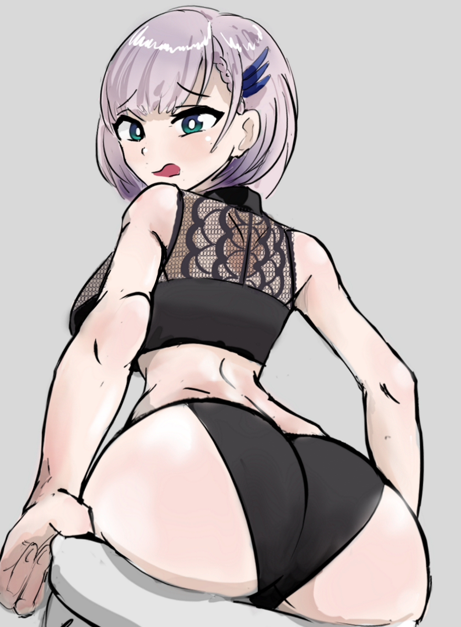 ass, ass focus, hololive, hololive indonesia, hololive indonesia holoro, pavolia reine, pulling down pants, virtual youtuber, vtuber