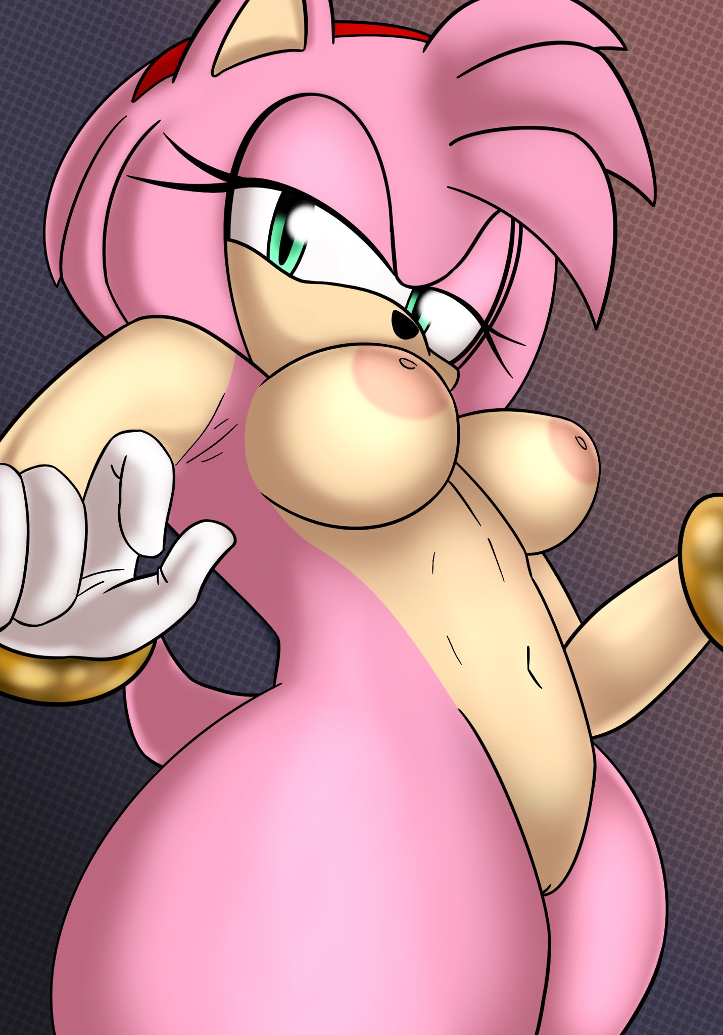 1girls, amy rose, areolae, breasts, completely nude, female, female only, looking at viewer, naked, naked female, nipples, nude, nude female, pussy, sega, solo, solo female, sonic (series), sonic the hedgehog (series), viewed from below, xenrevv