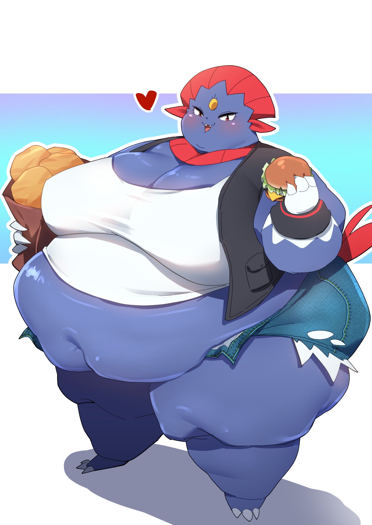 big_breasts breasts female no_humans overweight pokémon_(species) pokemon squarewave thick_thighs weavile wide_hips