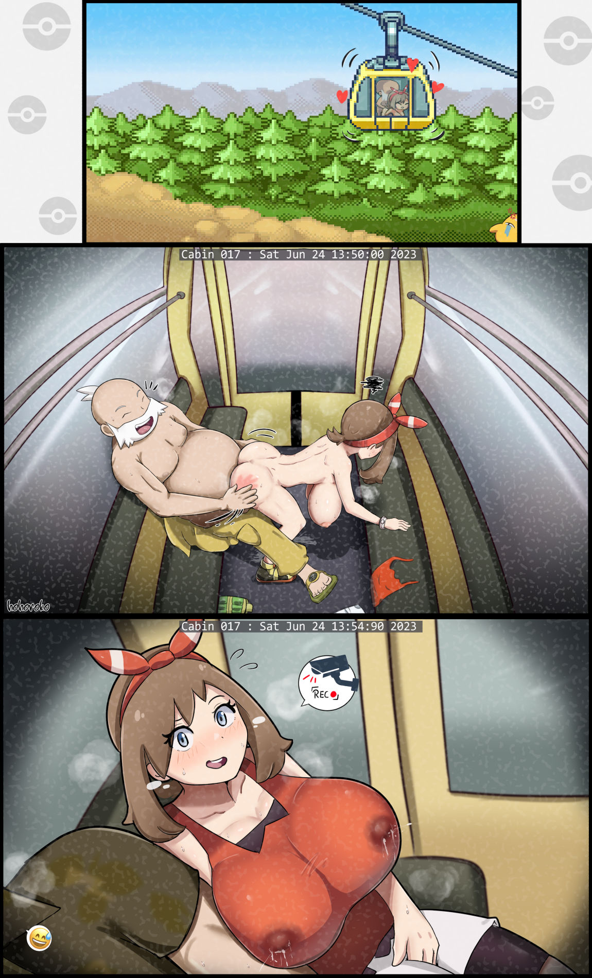 1boy 1girls age_difference anger_vein balding beard big_breasts cable_car cable_car_interior clothed_male_nude_female crying_with_eyes_open doggy_style fat_man from_behind from_behind_position gym_leader hanging_breasts happy hohoroko lactating lactation_through_clothes large_breasts may_(pokemon) may_(pokemon_oras) mustache old_man older_male older_male_younger_female older_man_and_teenage_girl pixel_art pokemon pokemon_oras realization recording reverse_cowgirl_position security_camera sentones spoken_object timestamp ugly_bastard wattson_(pokemon) white_beard white_facial_hair white_hair white_mustache