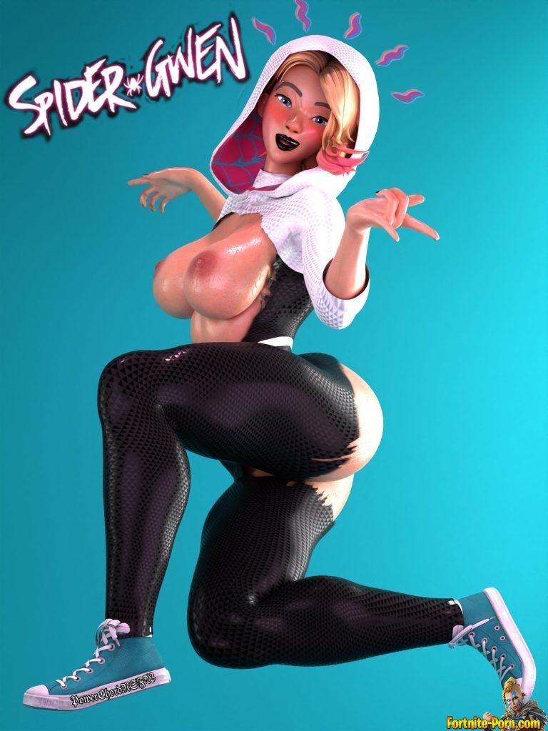 ass, asymmetrical hair, big ass, big breasts, breasts, epic games, eyebrow piercing, female, fortnite, fortnite: battle royale, gwen stacy, marvel, marvel comics, ripped clothing, solo, spider-gwen, spider-man (series), thick ass, thick thighs