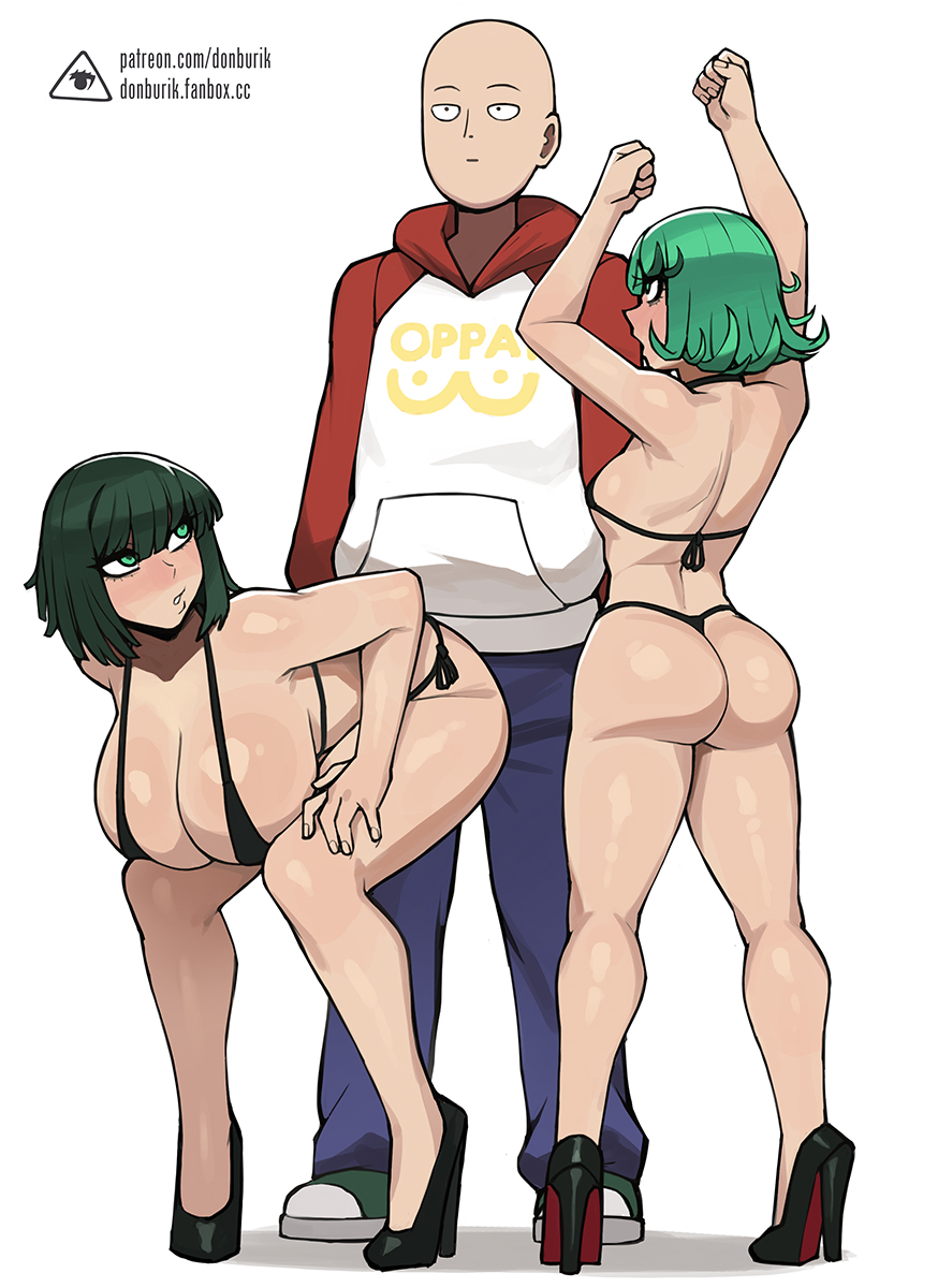 1boy 2girls alpha_male ass bikini black_thong bored_expression clothed_male doggy_style donburikazoku esper_sisters fat_ass female fubuki_(one-punch_man) high_heels large_breasts male meme multiple_girls one-punch_man parody petite saitama sigma_male sisters small_breasts smithers_and_dancer_chicks tatsumaki the_simpsons the_simpsons_reference thong twerking uninterested very_high_heels