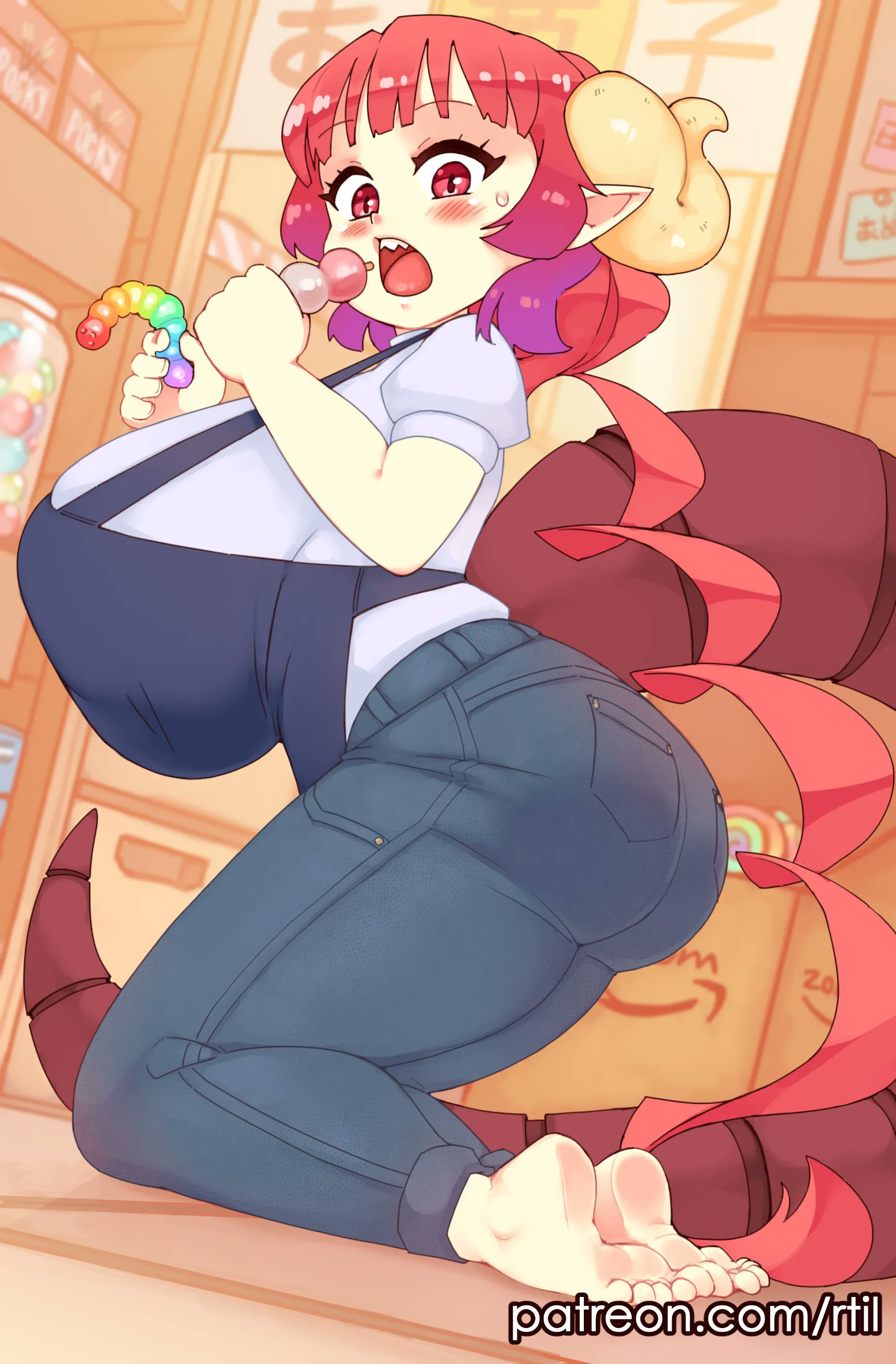 barefoot, breasts, female, ilulu (dragon maid), large breasts, miss kobayashi's dragon maid, rtil, tagme