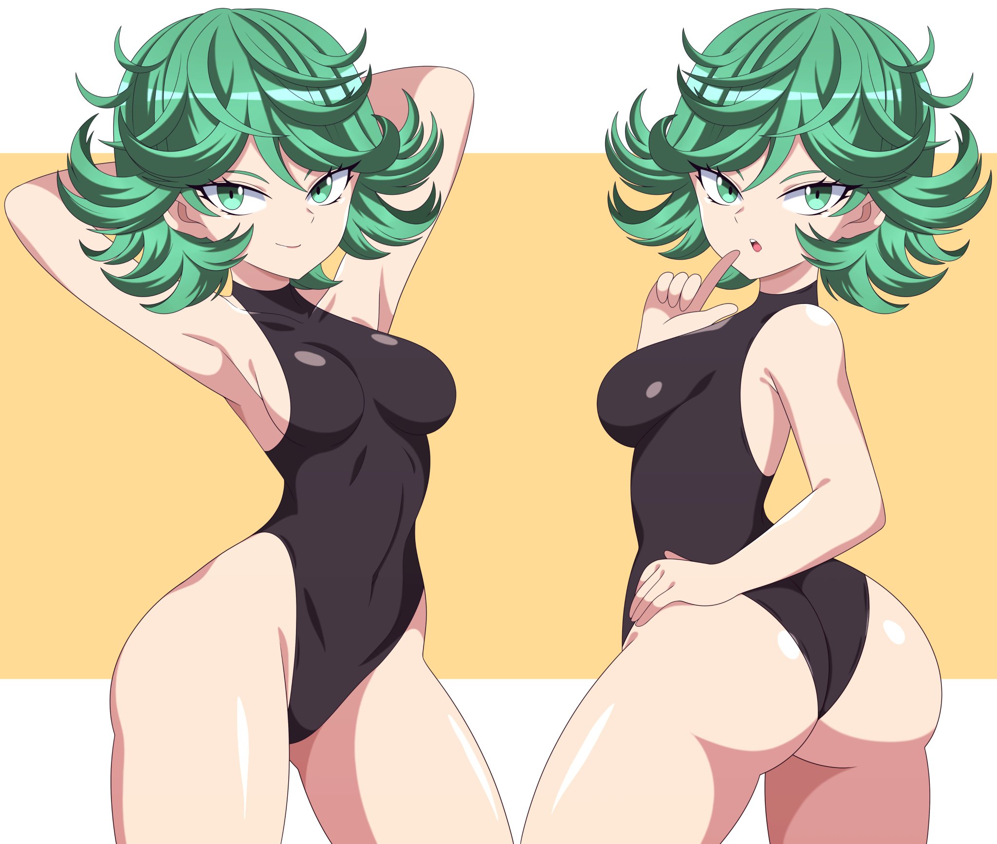 1girls, abysswatchers, female, female only, green hair, one-punch man, solo, tagme, tatsumaki