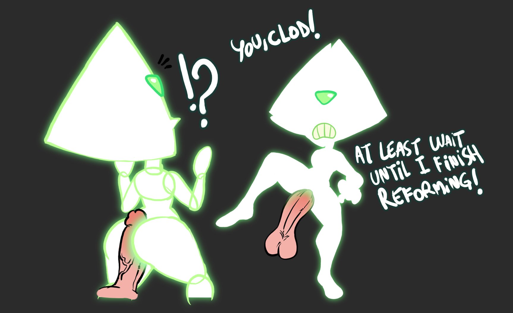 !, ?, 1boy, 1girls, 2023, alien, alien girl, alien humanoid, ambiguous penetration, annoyed, ass, assjob, back, back view, balls, big ass, big balls, big penis, black background, breasts, buttjob, calves, cartoon network, clenched teeth, disembodied penis, duo, dzk, english text, erection, feet, female, female focus, female penetrated, forehead jewel, from behind, from behind position, front view, full body, gem (species), genitals, glowing body, hair, hot dogging, human, humanoid, large ass, large balls, large penis, leg up, legs apart, light skin, light-skinned male, male, male human/female alien, male human/female humanoid, male penetrating, male penetrating female, male/female, medium breasts, medium hair, partial male, penetration, penis, peridot (steven universe), raised leg, rear view, sex, sex from behind, simple background, steven universe, straight, surprised, talking, talking to partner, teeth, testicles, text, thick thighs, thighs, unseen male face, wide hips