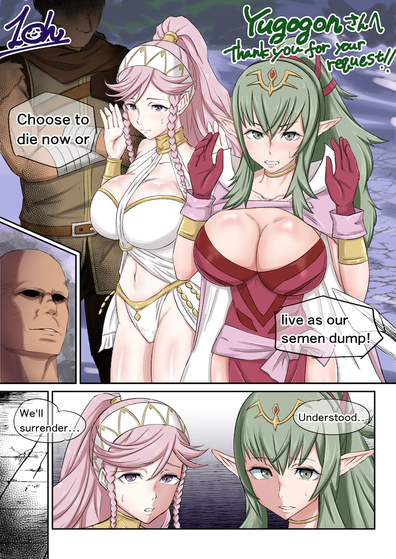 1ch 2girls arms_up bare_thighs braid breasts cape cleavage clenched_teeth defeated english_text female femsub fire_emblem fire_emblem_awakening gloves green_eyes green_hair imminent_rape imminent_sex instant_loss large_breasts long_hair looking_at_viewer male maledom multiple_boys multiple_girls multiple_males nintendo olivia_(fire_emblem) outdoors panties pelvic_curtain pink_hair pointy_ears ponytail purple_eyes rape slave text thank_you thick_thighs thighs tiki_(adult)_(fire_emblem) tiki_(fire_emblem) twin_braids underwear white_panties