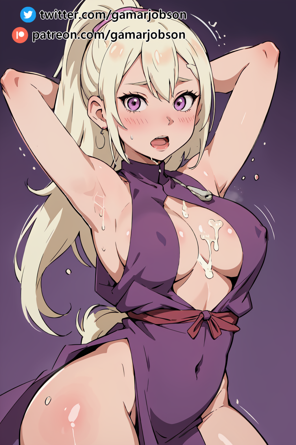 ai generated, armpits, blonde hair, cum, cum on body, female, gamarjobson, ino yamanaka, naruto, naruto (series), naruto shippuden, seductive, seductive pose