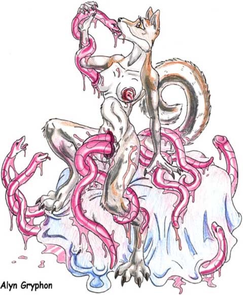 1girls alyn_gryphon anal_tentacles anthro bodily_fluids breasts canid canine canis ejaculation female female_only genitals infected infestation mammal monophallia multi_genitalia multi_pussy nipples parasite penetration penis penis_creature penis_tentacles pussy slime snake_tentacles solo splitting tentacle unusual_anatomy vaginal_penetration wolf