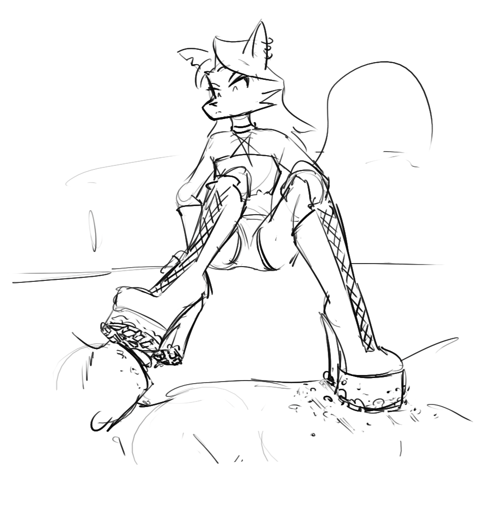 anthro boots caption celera_prime english_text femdom furry goth goth_girl helluva_boss high_heel_boots high_heels leather_boots loona_(helluva_boss) platform_boots platform_footwear platform_heels vivienne_medrano vivziepop wolf wolf_girl