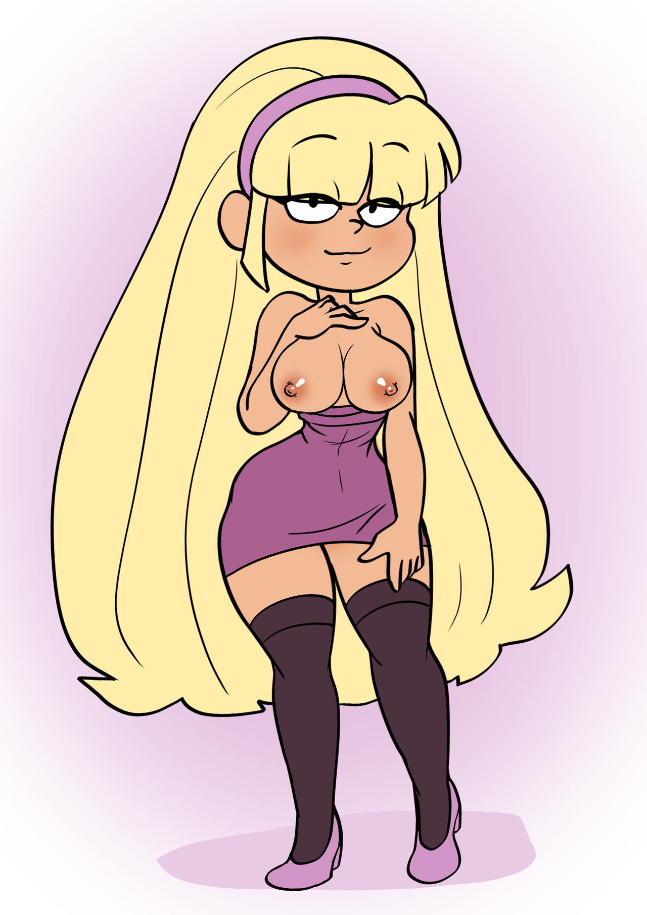 1girls, areola, big breasts, big hair, breasts, breasts out of clothes, busty, cleavage, disney, disney channel, disney xd, female, female only, gravity falls, kahix, looking at viewer, nipples, pacifica northwest, smooth skin, solo, very long hair, voluptuous, white female