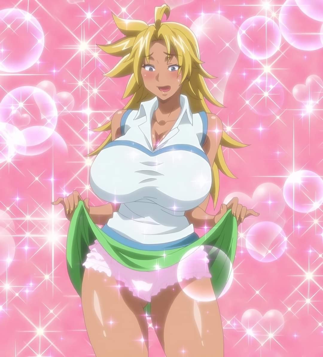 1girls bare_arms bare_legs bare_thighs big_breasts blonde_hair blue_eyes blush breasts busty cleavage clothed clothed_female collarbone curvaceous curves curvy curvy_body curvy_female curvy_figure curvy_hips dark-skinned_female dark_skin edge_(studio) embarrassed embarrassed_female energy_kyouka!! female female_focus female_only gyaru hourglass_figure huge_breasts large_breasts long_hair panties screenshot shiny_hair shiny_skin shiraishi_kyouka skirt skirt_lift skirt_pull skirt_up sole_female solo solo_female solo_focus tagme tamatsuyada tan_body thick_thighs thighhighs voluptuous voluptuous_female