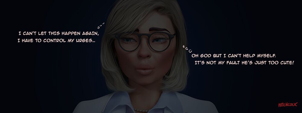 1futa 3d blonde_hair blue_eyes comic_page comic_panel doctor doctor_on_patient english_text futa_only futanari glasses hitchcock inner_monologue intrusive_thoughts lust mature_futa text