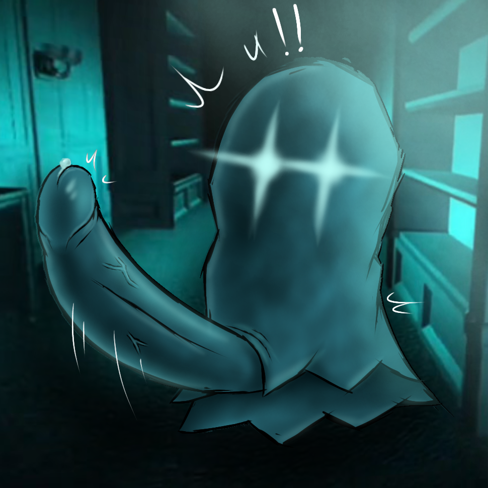 1boy artist_request big_penis doors_(roblox) ghost halt_(doors) huge_cock male_only penis roblox roblox_game source_filmmaker surprised tagme