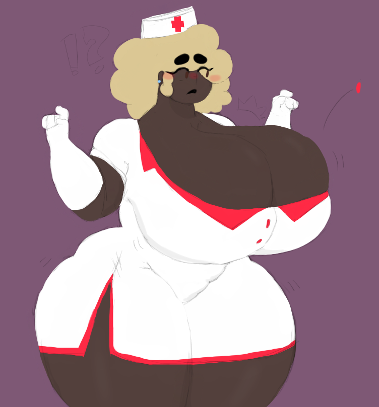 big_breasts busty button_pop curvaceous curvy_body curvy_female curvy_hips curvy_milf curvy_thighs dark-skinned_female doomcurse earrings female gloves huge_breasts huge_tits inconvenient_breasts large_breasts mature_female milf nesti_(doomcurse) nurse nurse_uniform surprised surprised_expression voluptuous wide_hips