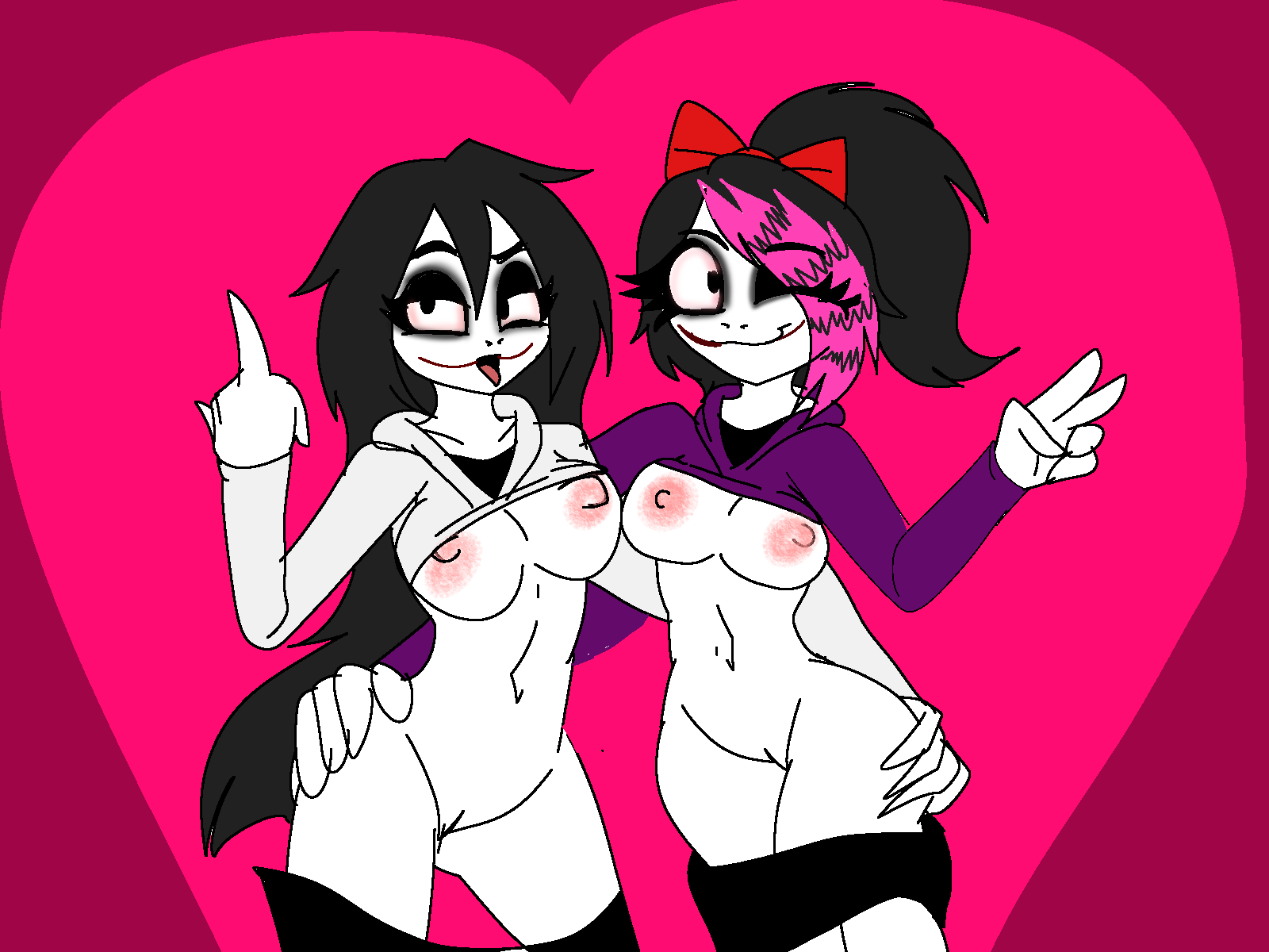 big_breasts female/female genderswap_(mtf) jeff_the_killer nina_the_killer pussy