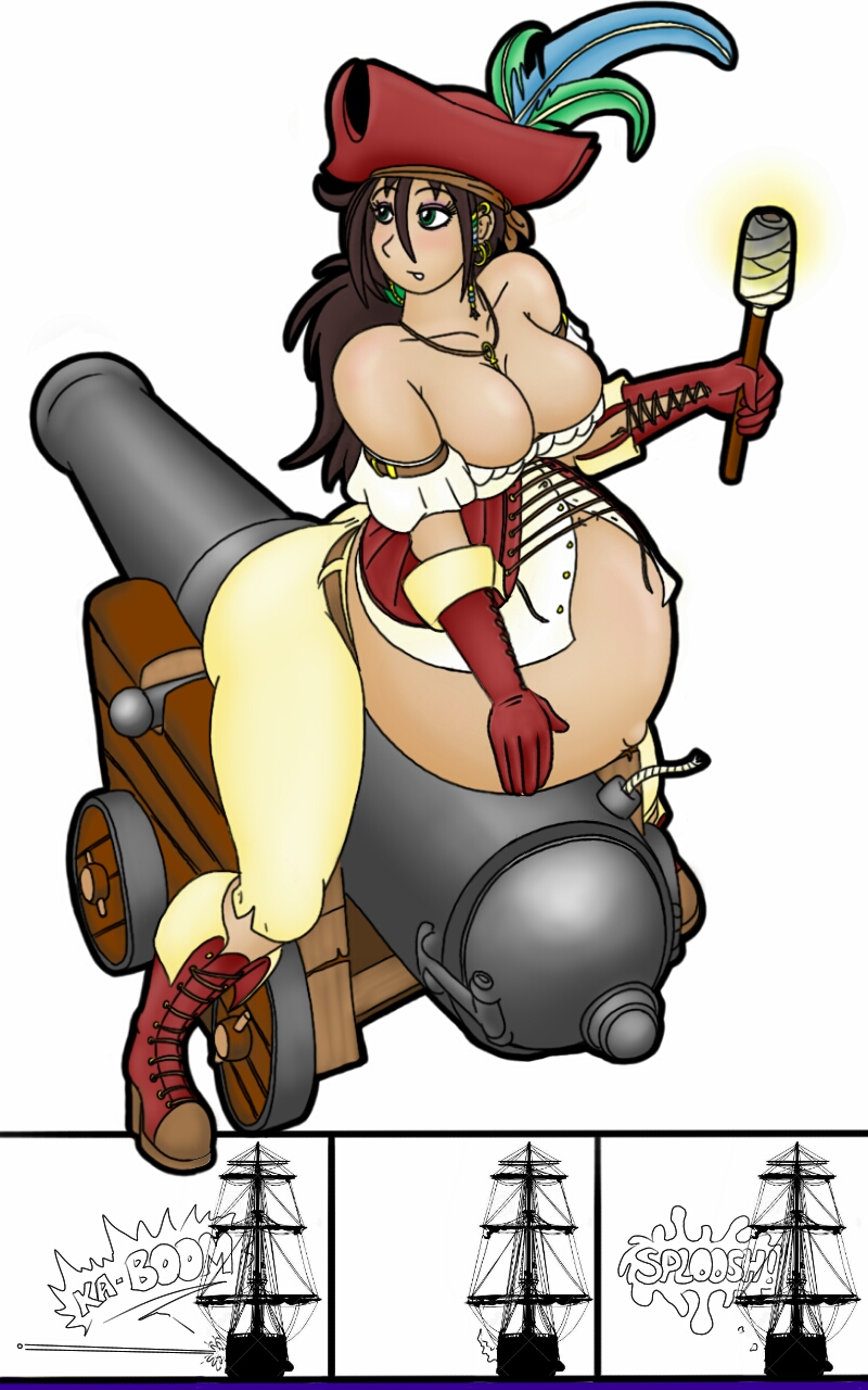 1girls big_belly brown_hair disproportional female female_only hyper_belly jishintai pirate pregnant ready_to_pop solo solo_female water_break