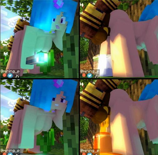 1boy 1girls 3d ahe_gao bee_(minecraft) bestiality big_ass blue_hair breasts collar cum_inside erect_nipples forest honey horny_female human_female marie_(mining_p) mine-imator minecraft mining_p nude_female outside ponytail purple_eyes screenshot_edit smile tagme torch vaginal_penetration zoophilia