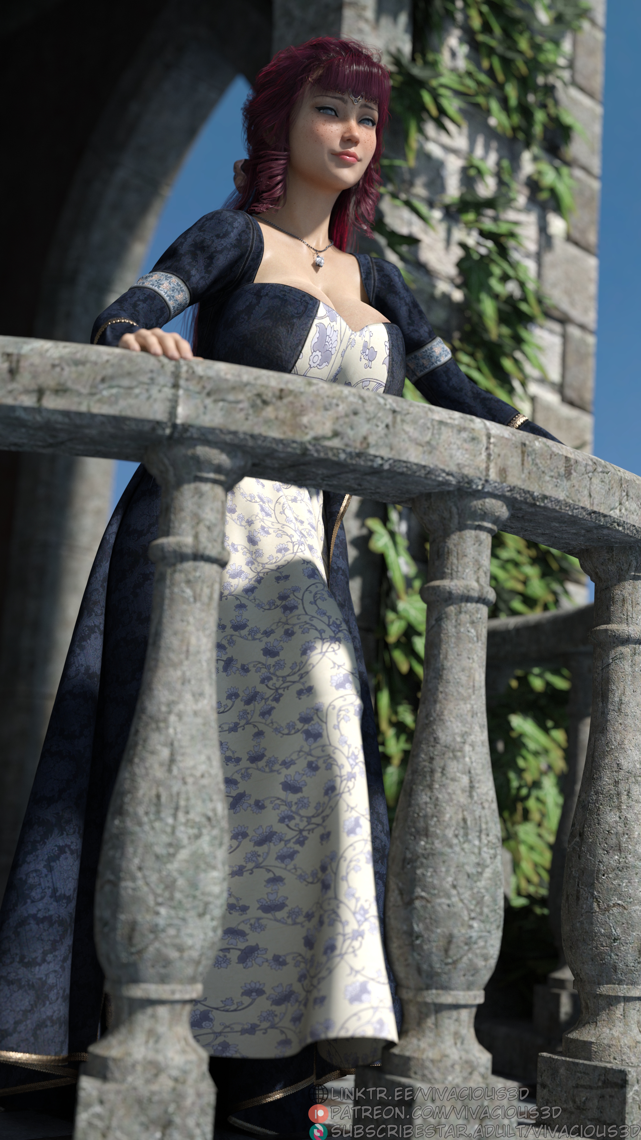 3d, 3d (artwork), 3dx, breasts, bulge, bulge through clothing, cleavage, clothed, clothed futa, clothing, dickgirl, dress, futa only, futanari, huge breasts, huge cock, intersex, large breasts, large penis, penis, penis under clothes, solo, solo futa, subtle penis, vivacious3d