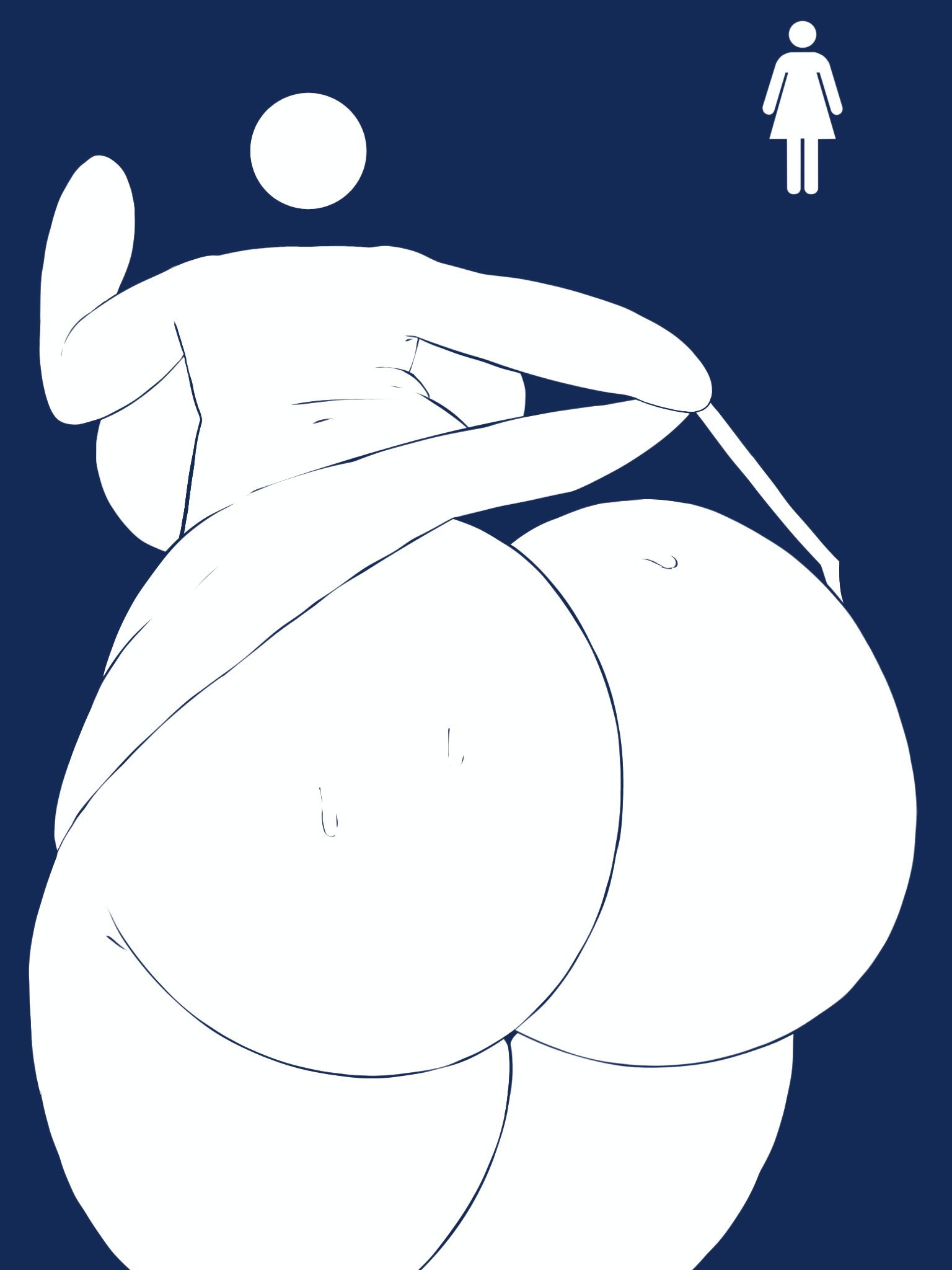 1girl, 1girls, 2023, 2d, 2d (artwork), ass, ass bigger than head, ass crack, ass focus, bathroom gender symbol, big ass, big breasts, big butt, breasts, bubble ass, bubble butt, butt, butt bigger than head, butt crack, butt focus, color, fat ass, female, female ass, female ass focus, female butt, female focus, female only, girl ass, huge ass, huge breasts, huge butt, large ass, large breasts, large butt, looking at viewer, looking back, pictogram, sign, solo, solo female, solo focus, toilet, toilet symbol, videogamedunky