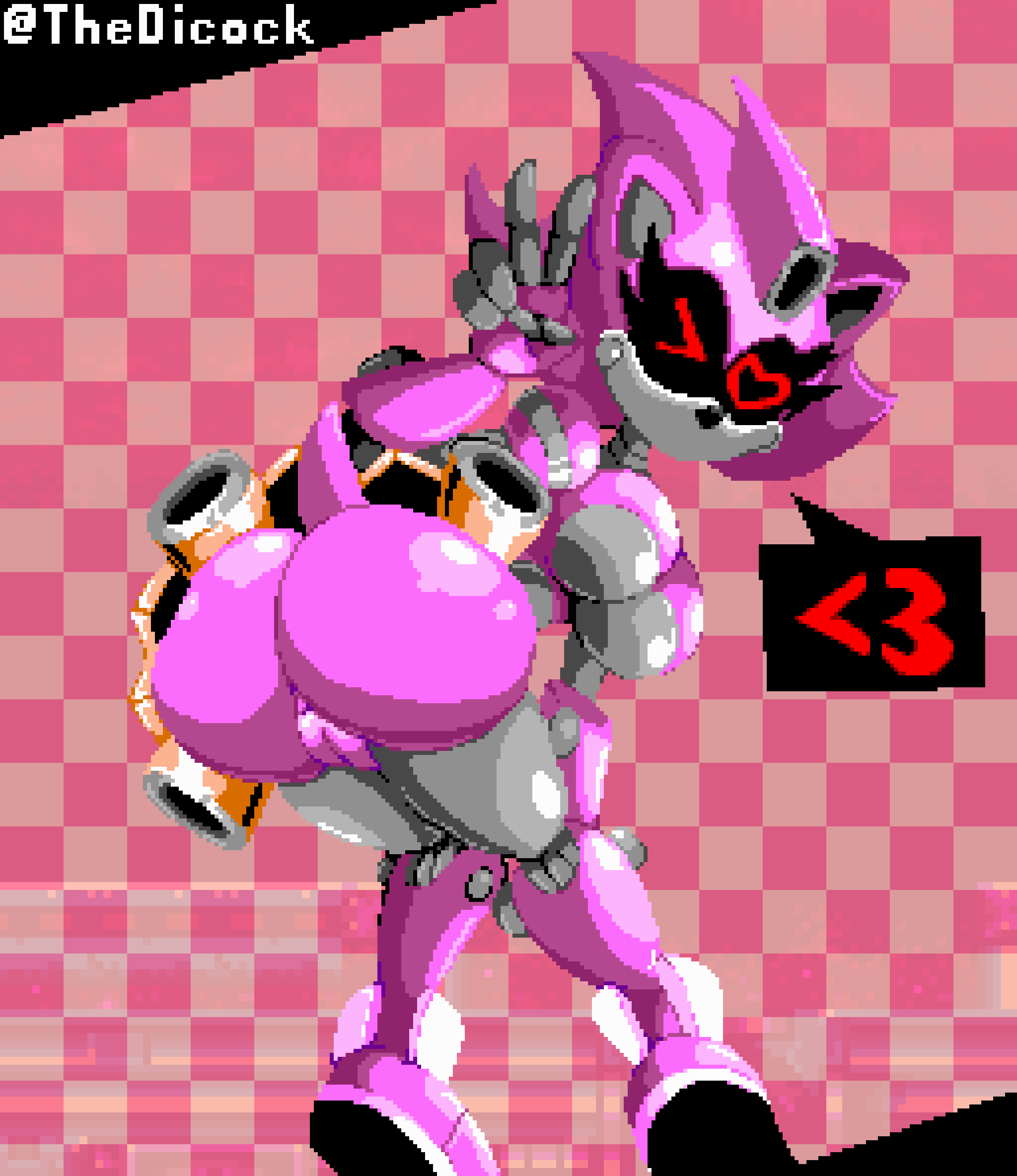 amy_rose bending bending_down bending_forward bending_over bending_over_position heart heart-shaped_pupils heart_eyes looking_at_viewer metal_amy one_eye_closed one_eye_open peace_sign pink_hair pixel_art pixelated red_eyes robot robot_ears robot_girl robot_humanoid robot_joints robotic robotic_arm short_tail sonic_(series) sonic_superstars sonic_the_hedgehog_(series) text text_box thedicock thrusters