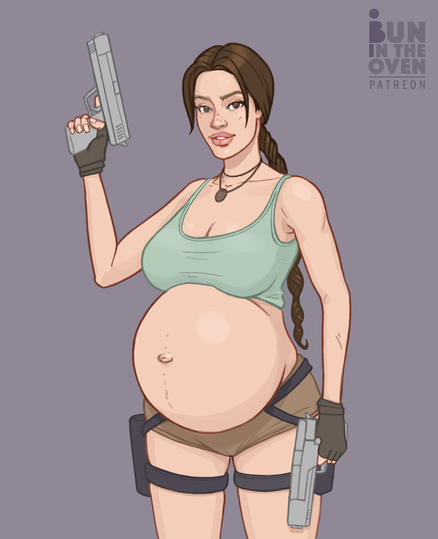 1girls big_belly brown_hair bunintheoven female female_only lara_croft lara_croft_(cod) pregnant ready_to_pop solo solo_female tomb_raider