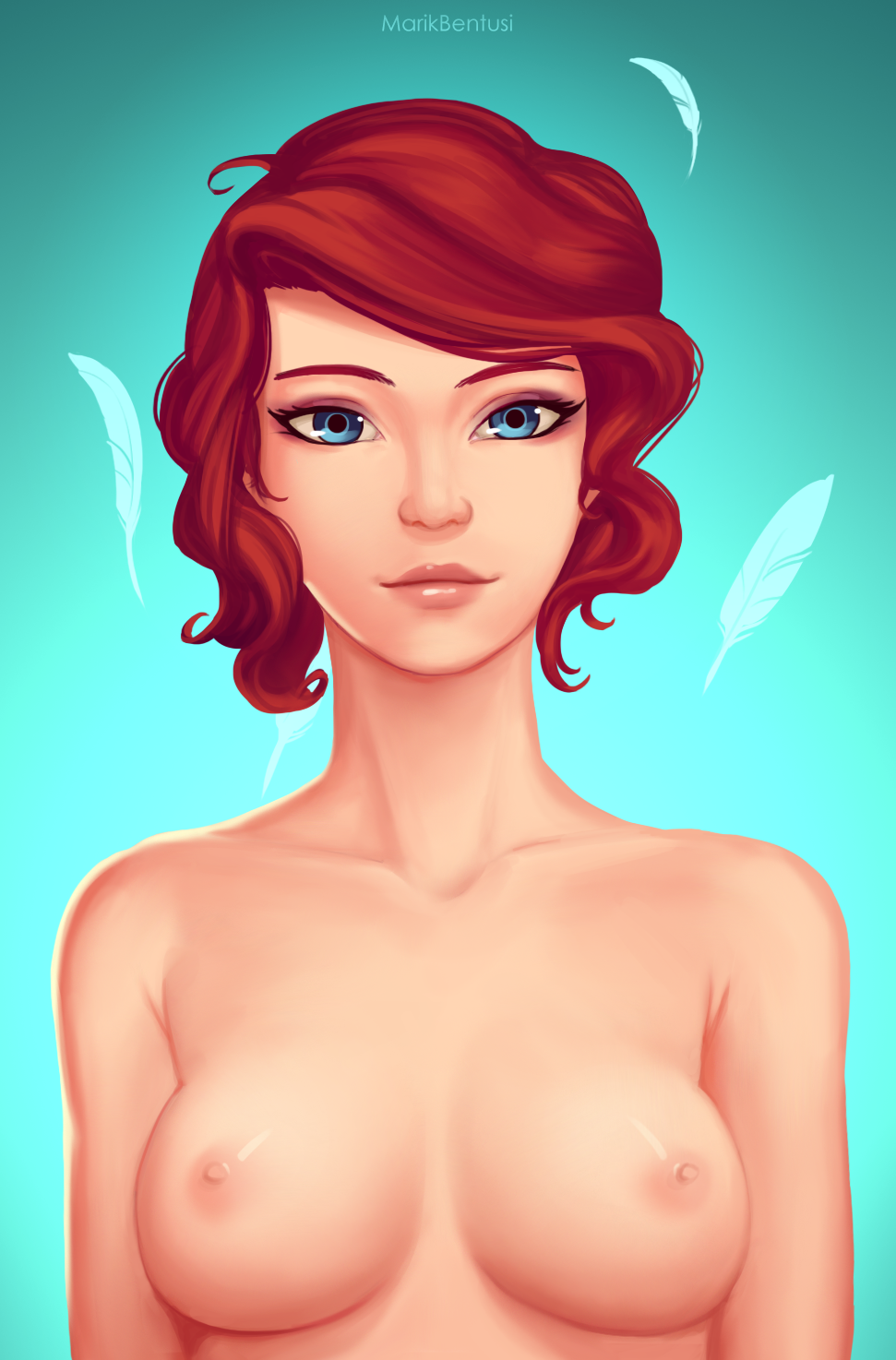 1girls 2018 2d 2d_(artwork) adult areolae arms arms_at_sides artist_name bare_arms bare_breasts bare_shoulders blue_background blue_eyes boobs breasts breasts_apart breasts_out bright_pupils chest close-up closed_mouth collarbone color colored digital_drawing_(artwork) digital_media_(artwork) erect_nipples exposed_breasts exposed_nipples exposed_shoulders exposed_torso eye_contact eyebrows eyes feathers female female_focus female_human female_only front_view hair high_resolution highres human human_only light-skinned light-skinned_female lips long_eyelashes looking_at_viewer marikbentusi medium_breasts mouth neck newgrounds newgrounds_username nipples no_visible_genitalia nose nsfw part_of_a_set pink_lips pink_nipples pupils red_(transistor) red_eyebrows red_hair shirtless shirtless_female short_hair shoulders simple_background singer slender slender_body slim smile smiling smiling_at_viewer solo solo_female solo_focus supergiant_games tasteful_nudity tits topless topless_female transistor_(game) uncensored video_games white_feathers woman young_woman