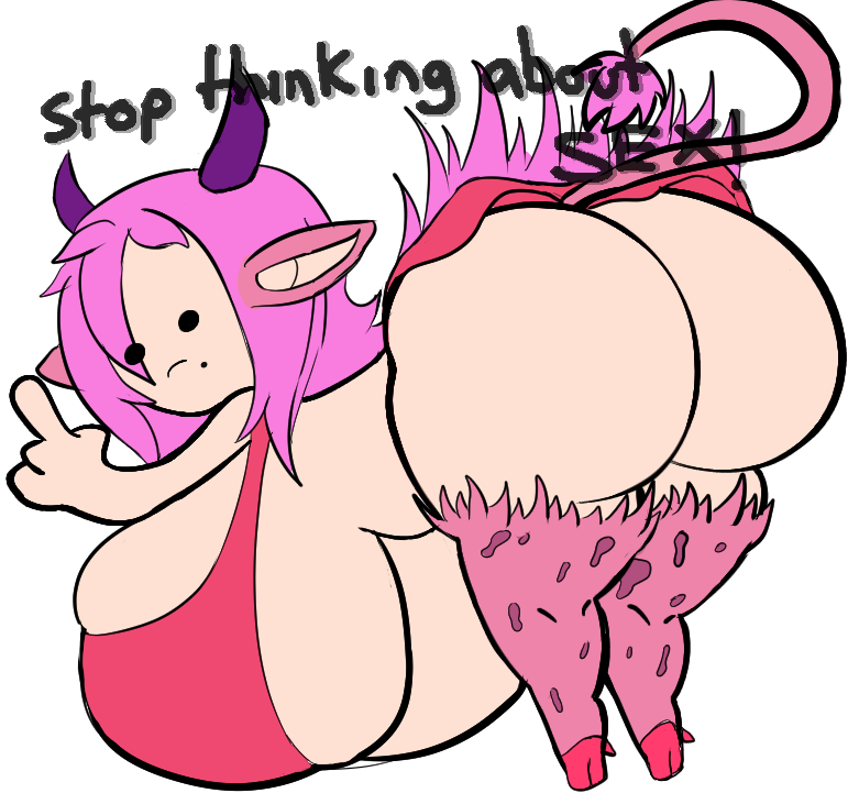 ass big_ass cow_girl female huge_breasts jackie_moo meme pink_hair simple_eyes stop_thinking_about_sex tagme