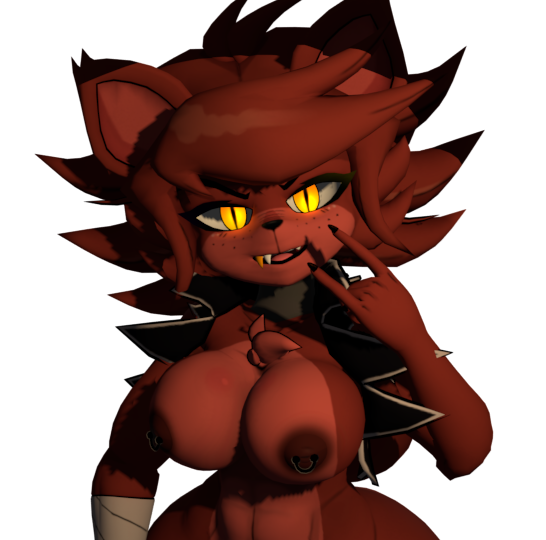 3d cally3d clazzey cryptiacurves fazclaire's_nightclub fexa fexa_(cryptia) five_nights_at_freddy's fnaf fox fox_ears fox_tail foxy_(cally3d) foxy_(fnaf) fredina's_nightclub furry glowing_eyes looking_at_viewer mirumimi naked naked_female scottgames self_upload solo transparent_background