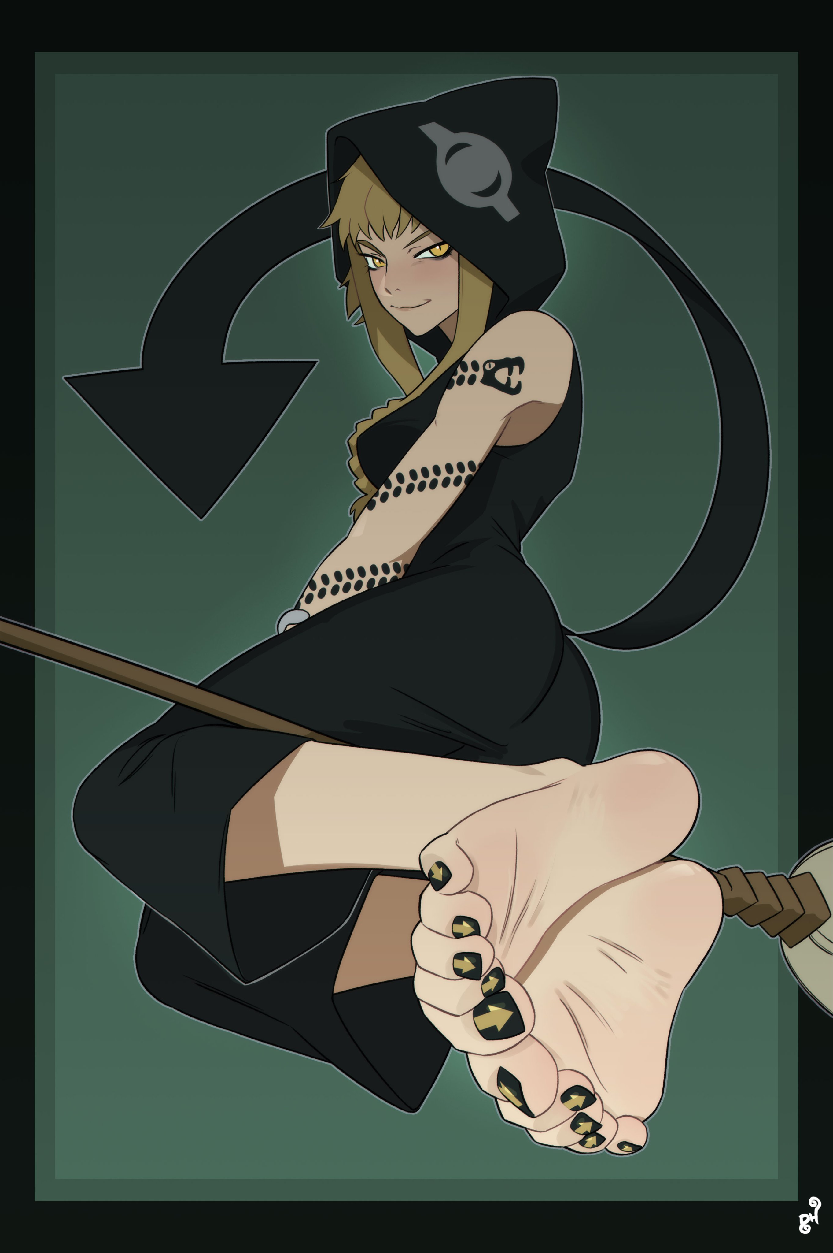 feet, female, foot fetish, medusa gorgon, mohoshadream, painted nails, pinched toes, presenting feet, soles, solo, solo focus, soul eater, tagme, tattoo, tattoos, witch, wrinkled feet, wrinkled soles