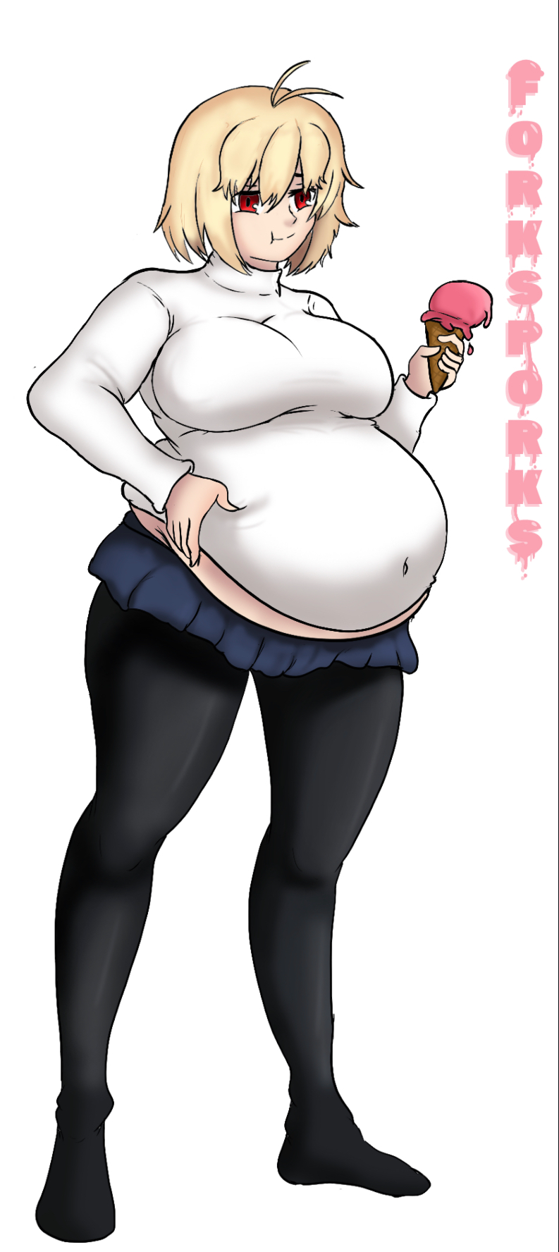 arcueid_brunestud bbw belly_overhang big_belly big_breasts big_female chubby chubby_female eating fat fat_ass fat_female fat_fetish fat_girl fat_woman fatty forksporks ice_cream large_female obese obese_female overweight overweight_female plump pork_chop thick_thighs tsukihime type-moon weight_gain