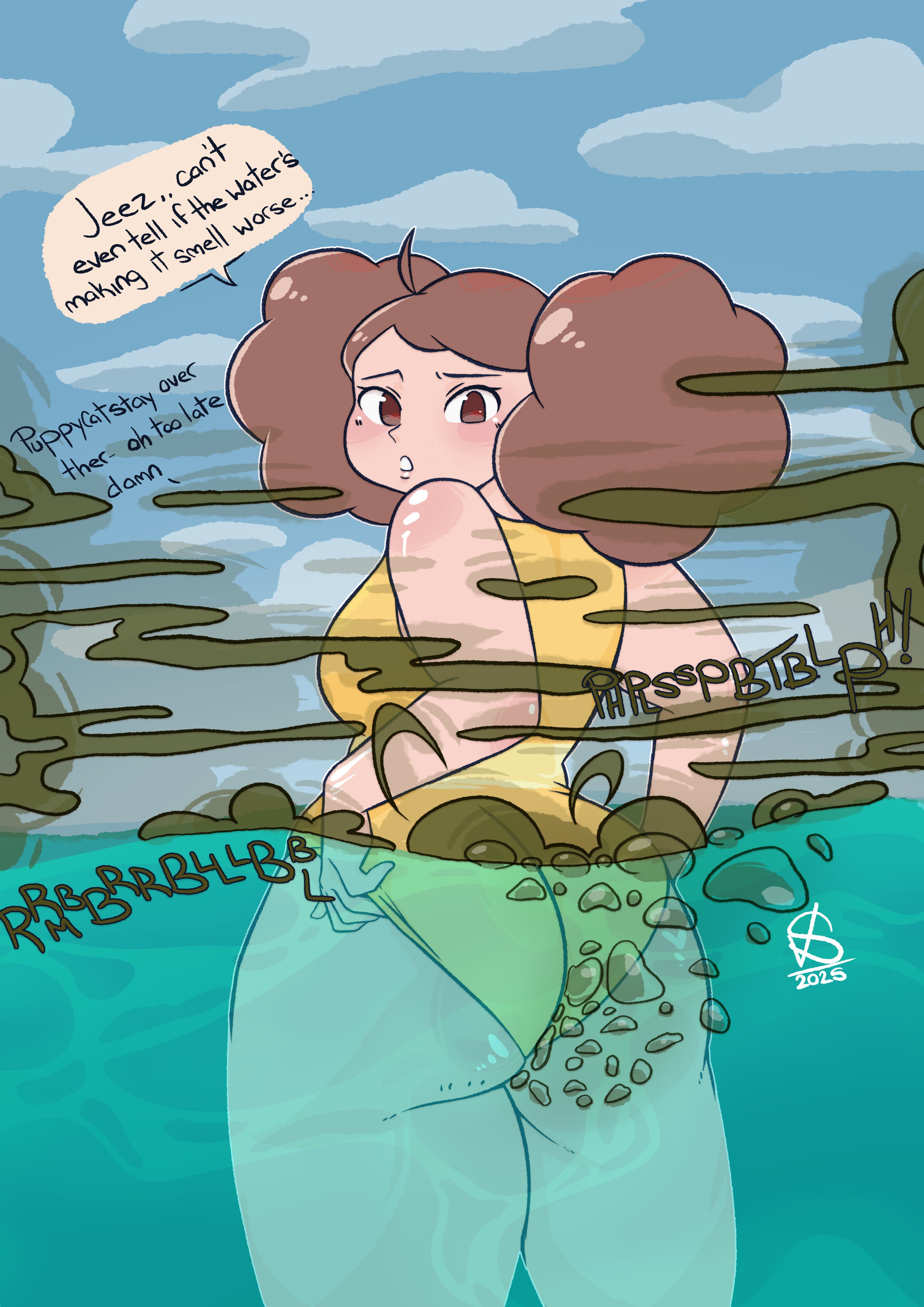 1girls, bee (bee and puppycat), bee and puppycat, big ass, fart, fart bubbles, fart fetish, farting, farting underwater, female, female only, fetish, hair bun, huge ass, ocean, shortstack, solo, solo female, swimsuit, vinylsplash