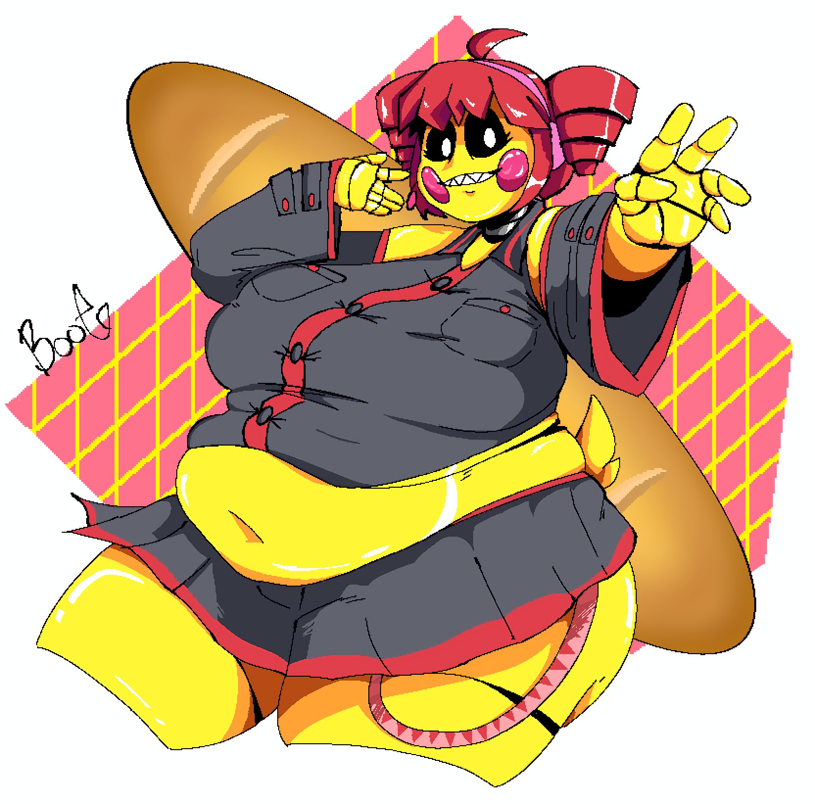 1girls, animatronic, animatronic female, big belly, big breasts, boot (artist), breasts, chicken, chicken girl, fat, fat female, fat robot, fatass teto, female, five nights at freddy's, five nights at freddy's 2, fnaf, kasane teto, kasane teto (cosplay), obese, obese female, overweight, overweight female, pork chop, robot, robot girl, scottgames, solo, toy chica (fnaf), utau