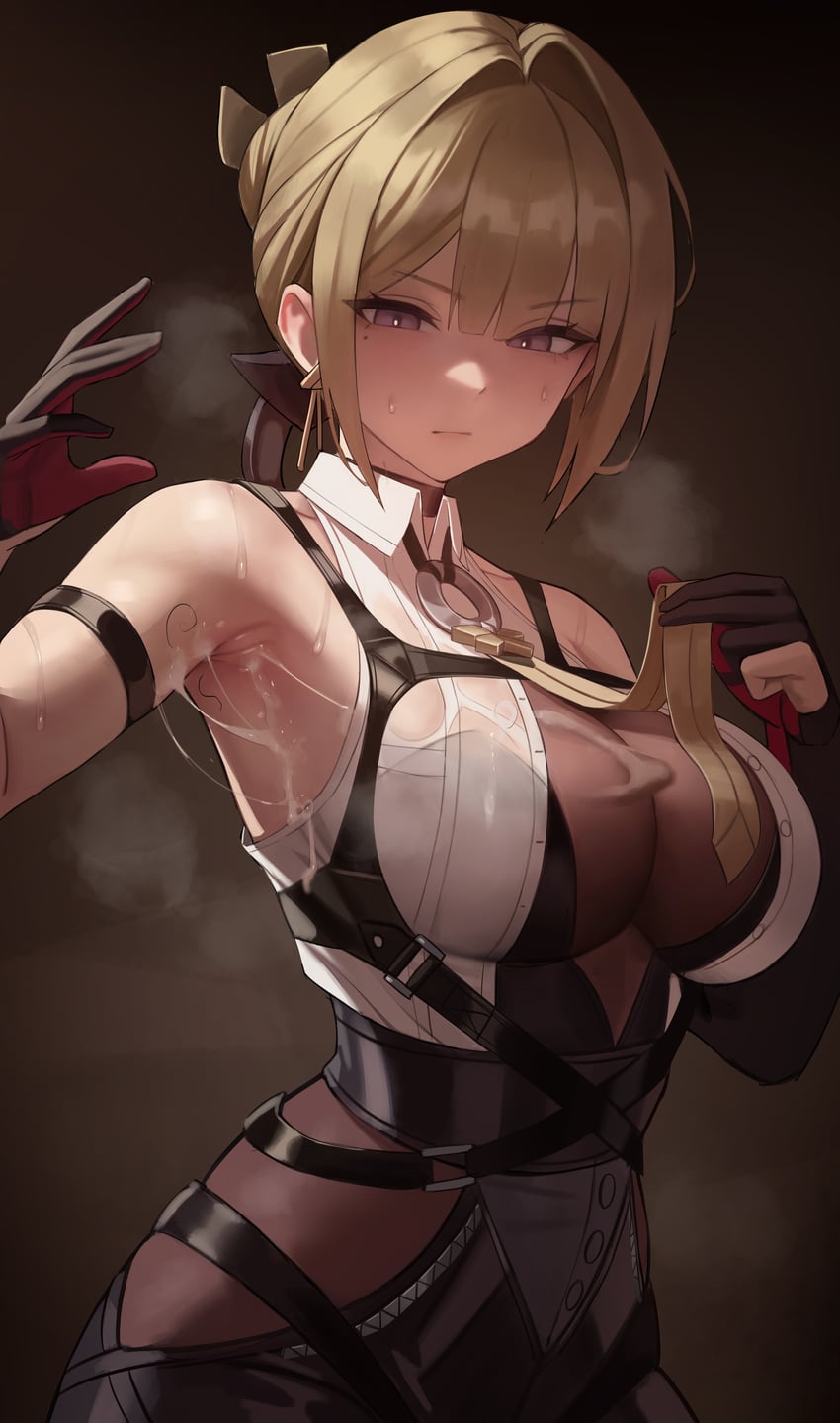 armpit, armpit fetish, armpit sex, armpits, breasts, cum in armpit, cum in shirt, cum on armpit, cum on breasts, evelyn chevalier, female, hyuk (yeayeo), pubes, pubic hair, zenless zone zero