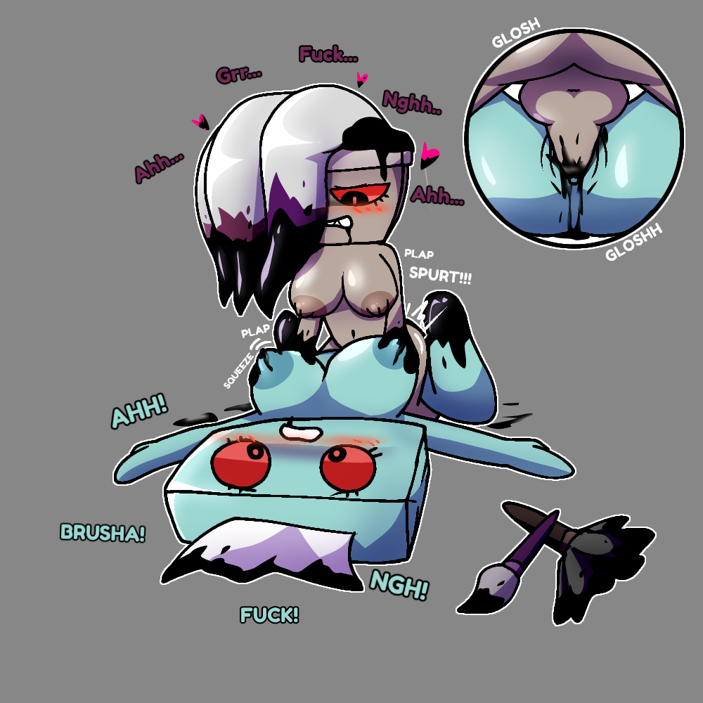 black cum, blush, breasts, brusha (dandy's world), cum, dandy's world, futanari, grabbing breasts, intersex, missionary position, overheatmaniac, sex, squeezing breast, tagme, tisha (dandy's world), twisted brusha (dandy's world), twisted tisha (dandy's world)