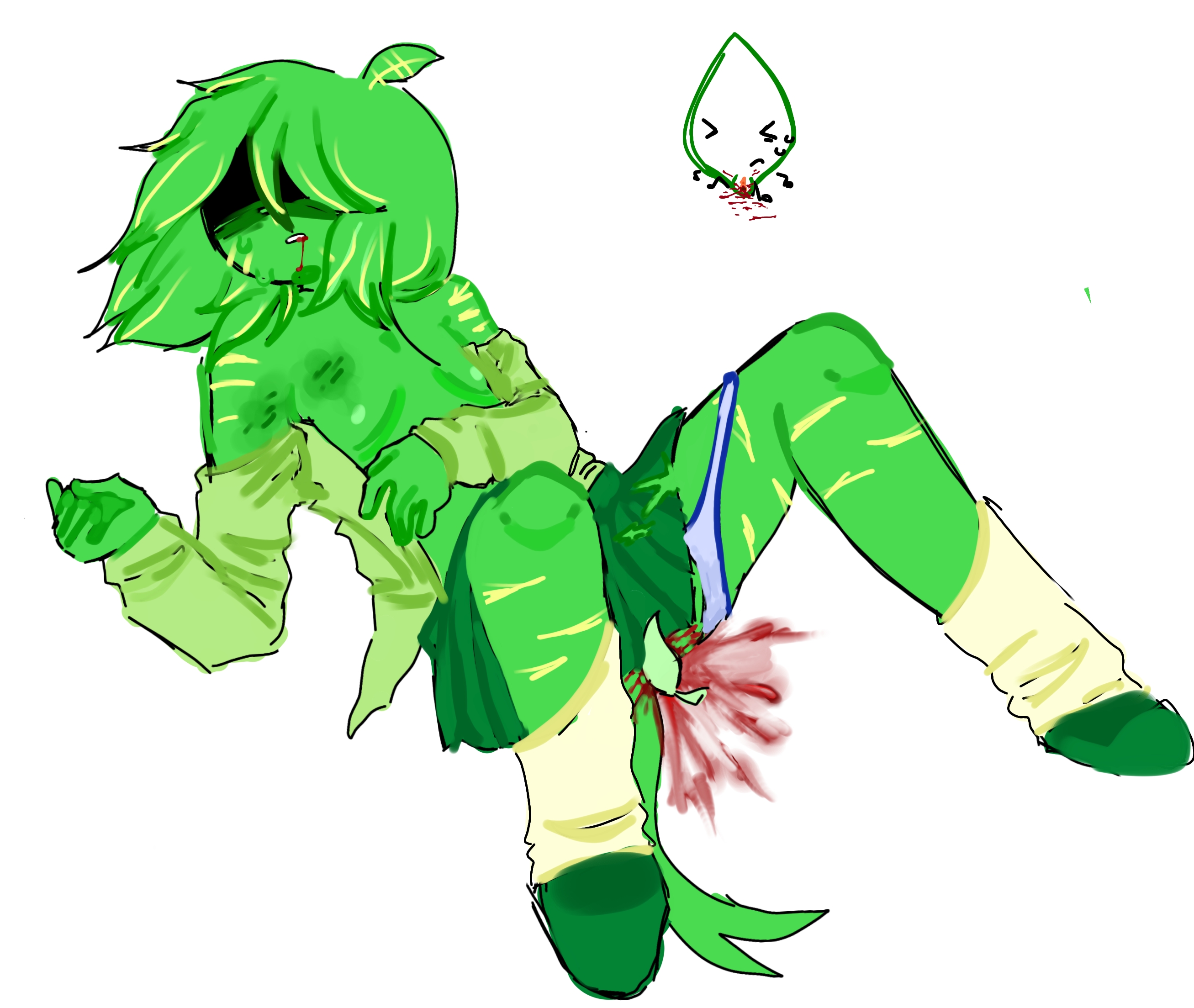 abused, after rape, battle for dream island, bfdi, blood, blood on leg, female, gore, guro, leafy (bfdi), left alone after rape, low effort, object shows, rape, raped female, ricky.jpg, vent