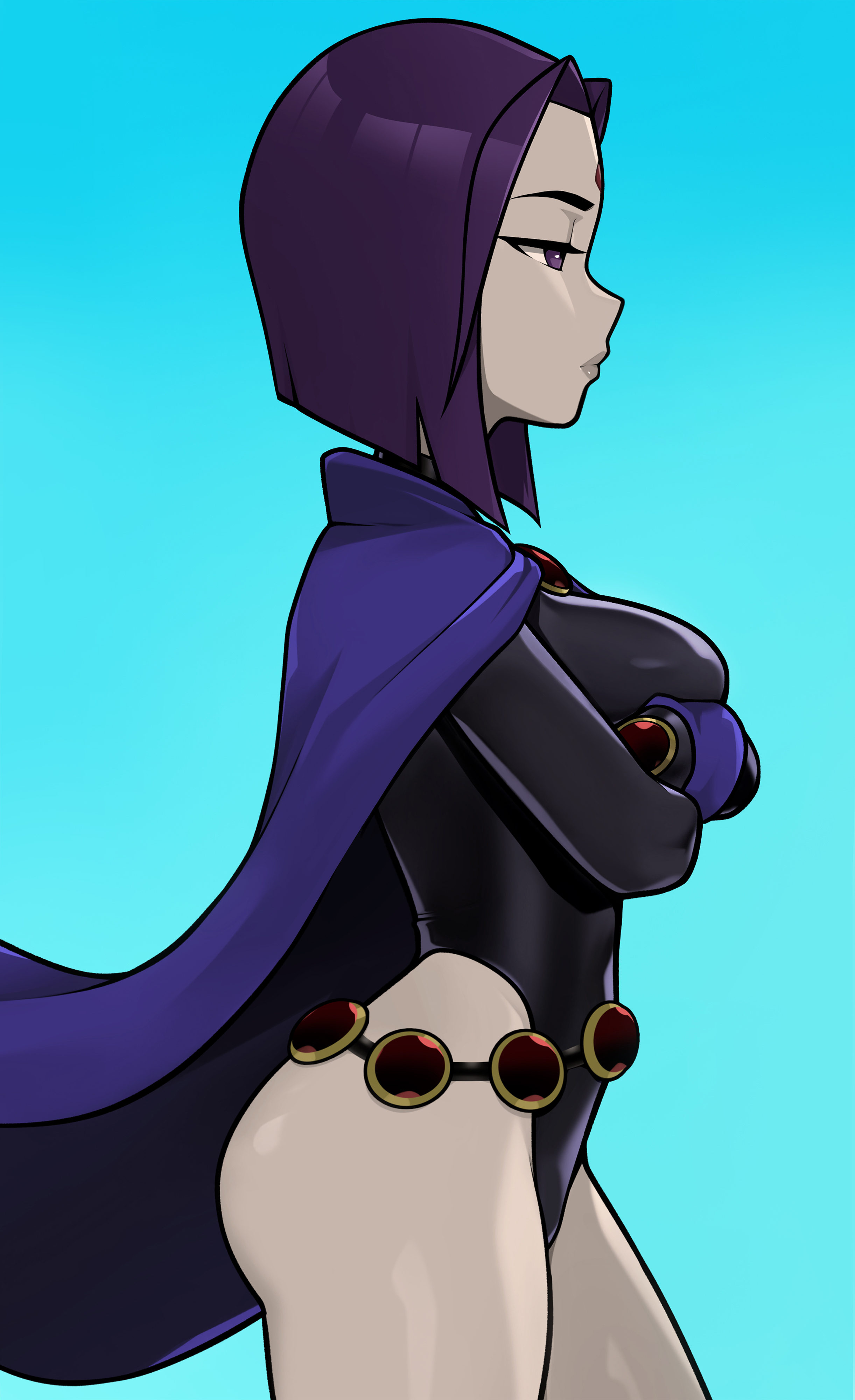 1girls, big breasts, breasts, curvaceous, curvy, curvy female, dc, dc comics, female, female focus, female only, loodncrood, pale skin, pale-skinned female, raven (dc), solo, solo female, solo focus, teen titans