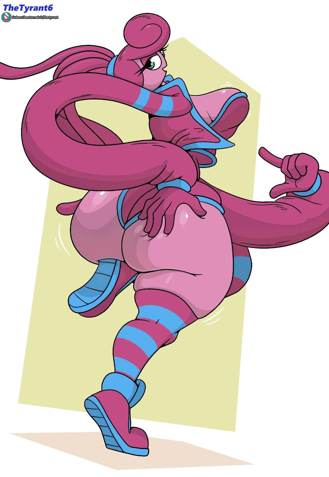 1girls, 2025, 2025s, 2d, 2d (artwork), 2d artwork, absurd res, animate inanimate, arachnid, arthropod, ass, big ass, big breasts, big butt, breasts, bubble butt, butt, cleavage, clothed, clothing, colored skin, digital art, digital drawing, digital drawing (artwork), digital media, digital media (artwork), digital painting, digital painting (artwork), eyelashes, fat ass, fat butt, female, female focus, female only, fingers, footwear, green eyes, hi res, huge ass, huge breasts, huge butt, humanoid, jacket, large ass, large butt, larger female, legwear, living toy, long arms, long hair, looking at viewer, looking back, looking back at viewer, mammal, mob entertainment, mob games, mommy long legs, pattern clothing, pattern legwear, pink body, pink hair, pink skin, ponytail, poppy playtime, poppy playtime (chapter 2), seductive, shirt, shoes, side ponytail, smile, smiling, smiling at viewer, solo, solo female, solo focus, spider, stockings, striped clothing, striped legwear, stripes, thetyrant, thick, thick ass, thick butt, thick thighs, thighs, tight clothing, topwear, video games, wide hips