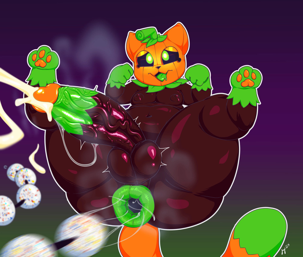 absurd res, ahe gao, anal bead pull, anal beads, anal fluids, anus, ass, balls, belly, big balls, big butt, big penis, bodily fluids, clenching balls, cum, domestic cat, drooling, ejaculation, elemental creature, felid, feline, felis, feral, flora fauna, for a head, gaping, gaping anus, gay, gay anal, gay male, gay sex, genital fluids, genitals, glistening, glistening nipples, hi res, homosexual, homosexual male, homosexual sex, huge cock, humanoid genitalia, humanoid penis, legs up, looking pleasured, male, male penetrated, male penetrating, male penetrating male, male/male, mammal, moobs, musk, musk cloud, musky anus, musky balls, musky penis, nipples, object head, pawpads, penis, plant, puffy anus, pumkat, pumpkin head, raised leg, retracted balls, saliva, sex toy, softschwarz, solo, thick thighs, throbbing, throbbing penis, yaoi