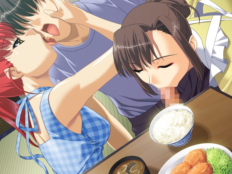 2girls amihama_shinju censored cg eroge feeding fellatio game_cg ino kiss_x_400 multiple_girls okinotori_nankichi tagme teamwork winters_(publisher) yagami_fuemi