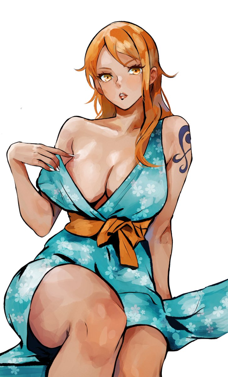 cleavage female female_only kimono nami no_bra no_panties onami one_piece post-timeskip tagme vcais