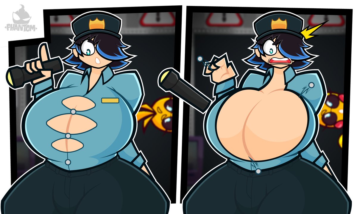 1boy 1girls big_ass big_breasts boob_window busty_boy busty_boy_on_female clothed cody_(bigb00baboi) female five_nights_at_freddy's five_nights_at_freddy's_2 huge_ass huge_breasts male no_bra phantomsempai robot robot_girl security_guard toy_chica_(fnaf)