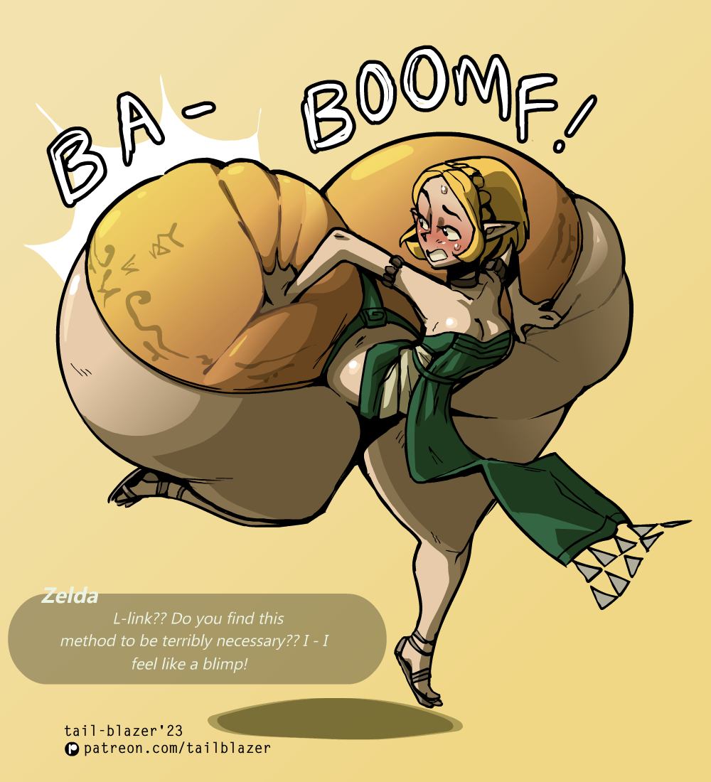 1girls, ass, ass expansion, big ass, blonde hair, blush, bottom heavy, bubble ass, bubble butt, female, gigantic ass, groping ass, huge ass, hyper, hyper ass, massive ass, nintendo, princess, princess zelda, short hair, tail-blazer, tears of the kingdom, the legend of zelda, thick thighs, zelda (tears of the kingdom)