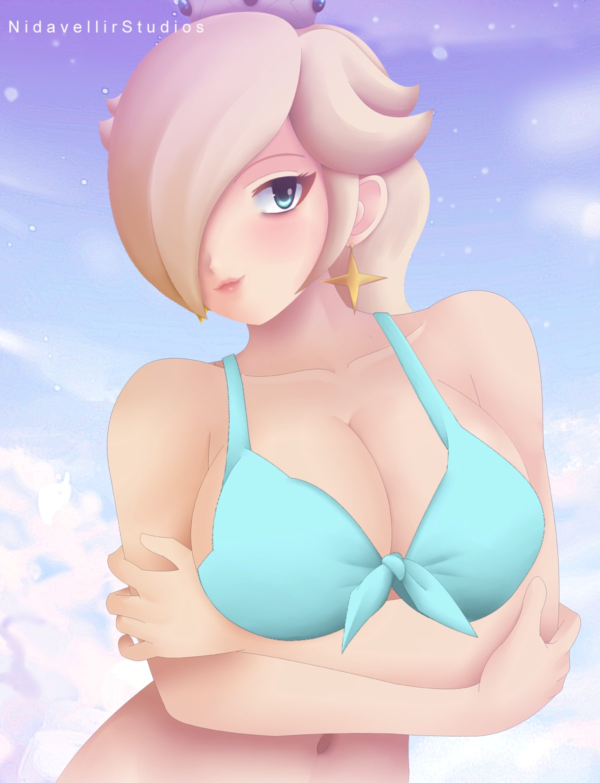 blonde_hair breasts female female_only mario_(series) nidavellirstudios nintendo princess_rosalina solo super_mario_galaxy